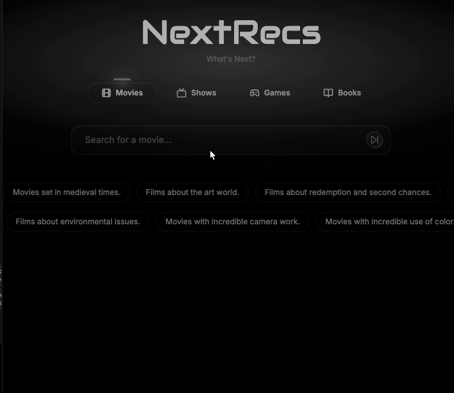 NextRecs App Preview